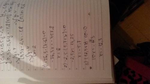 Решите уравнение: -76,3×(х-6)=0 -2,5×(5,7+х)=0 (12,3+х)×10=0