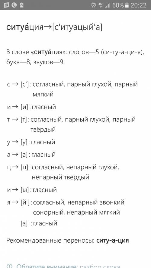 Ситуация разберите фанетическим разбором полным