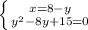 \left \{ {x=8-y} \atop {y^2-8y+15=0}} \right.