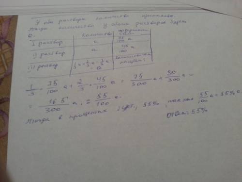 Водном сосуде находится 75%-ый раствор соли, в другом такое же количество 45%-го раствора этой же со