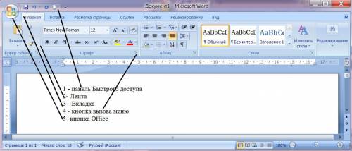Где находится панель быстрого доступа в microsoft word