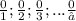 \frac{0}{1} ; \frac{0}{2}; \frac{0}{3}; ... \frac{0}{∞}