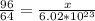 \frac{96}{64}= \frac{x}{6.02* 10^{23} }