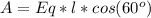 A=Eq*l*cos(60^o)