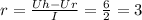 r= \frac{Uh-Ur}{I}= \frac{6}{2} =3