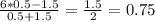 \frac{6*0.5-1.5}{0.5+1.5} = \frac{1.5}{2} = 0.75