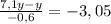 \frac{7,1y-y}{-0,6} = -3,05