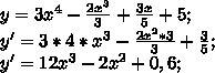 Y=3/4x^4+5x^3 найти производную функции
