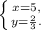 \left \{ {{x=5,} \atop {y = \frac{2}{3} .}} \right.