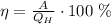 \eta = \frac{A}{Q_H}\cdot 100 \ \%