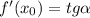 f'(x_0)=tg \alpha