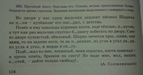 Во дворе у нас один мальчик держит песика шарика на цепи озаглавь текст определи время глаголов