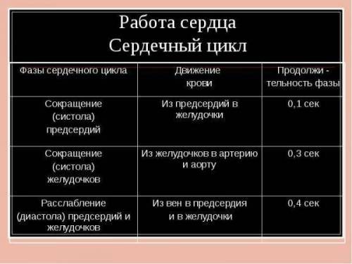 Составьте схему фаз работы сердца с момента возникновения возбуждения в сердечной мышце предсердий