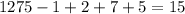 1275 - 1+2+7+5 = 15