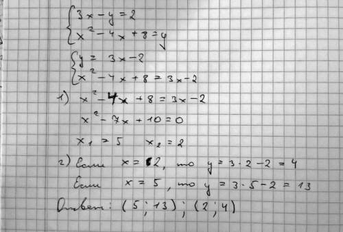 3x-y=2 -3x-5y=-8 решите сложения