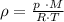 \rho= \frac{p\ \cdot M}{R \cdot T}