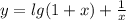 y=lg(1+x)+ \frac{1}{x}
