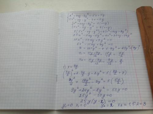 Как решить эту систему уравнений: x^2+4xy-2y^2=5x+5y 5x^2-xy-y^2-7x=7y