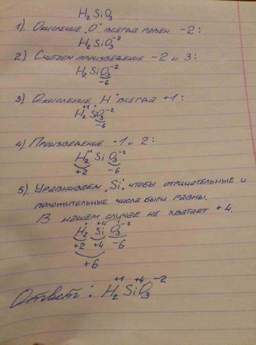 Определить степень окисления н2sio3