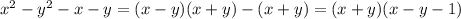 x^2-y^2-x-y=(x-y)(x+y)-(x+y)=(x+y)(x-y-1)