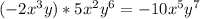 (-2x^3y)*5x^2y^6=-10x^5y^7