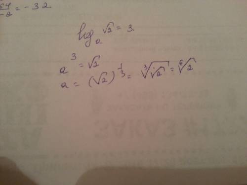 Найдите значения числа а. log(a)квадратный корень из 2 = 3