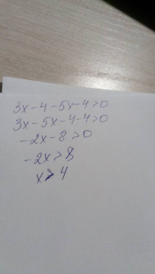 Развяжите неравенство 3х-4> 5х+4 если можно то с решением)