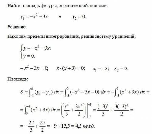 Найти площадь фигуры y=-x^2-3x; y=0 ; )