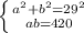 \left \{ {{a^2+b^2=29^2} \atop {ab=420}} \right.