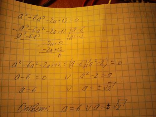 ;))кто тут мегомозг? при каких значениях а верно равенство а^3-6а^2-2a+12=0