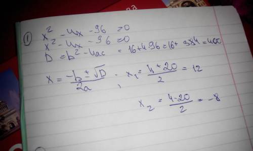 Розв'язати нерівності 1)х^2-4x-96> 0 2)-3x^2+7x+6< 0 3)x^2-25< 0 4)4x^2-4x+1> 0