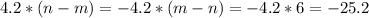 4.2*(n-m)=-4.2*(m-n)=-4.2*6=-25.2