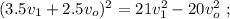 ( 3.5 v_1 + 2.5 v_o )^2 = 21 v_1^2 - 20 v_o^2 \ ;