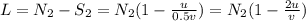 L = N_2-S_2 = N_2(1-\frac{u}{0.5v}) = N_2(1-\frac{2u}{v})