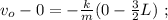 v_o - 0 = -\frac{k}{m} ( 0 - \frac{3}{2} L ) \ ;