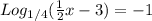 Log _{1/4} ( \frac{1}{2} x-3)=-1