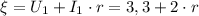 \xi=U_1+I_1\cdot r=3,3+2\cdot r