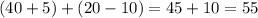 (40+5)+(20-10)=45+10=55