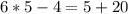 \displaystyle 6*5-4=5+20