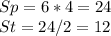 Sp=6*4=24\\&#10;St=24/2=12