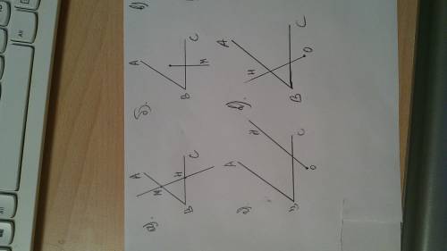 Рисунок по описанию: а) прямая а пересекает стороны угла авс в точках м и н б) точка о находится вну