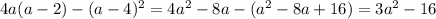 4a(a-2)-(a-4)^2=4a^2-8a-(a^2-8a+16)=3a^2-16