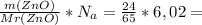 \frac{m(ZnO)}{Mr(ZnO)} * N_a = \frac{24}{65} * 6,02 =