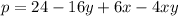 p=24-16y+6x-4xy