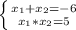 \left \{ {{ x_{1}+ x_{2} = -6} \atop {x_{1}* x_{2} = 5}} \right.