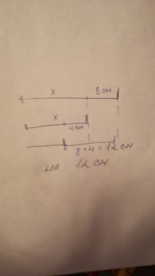 Решить и как её вообще надо составить? первый отрезок на 8 см длиннее второго, а третий на 4 см коро