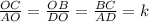 \frac{OC}{AO}= \frac{OB}{DO}= \frac{BC}{AD}=k