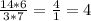 \frac{14*6}{3*7} = \frac{4}{1} = 4