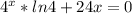 4^x*ln 4+24x=0