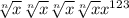 \sqrt[n]{x} \sqrt[n]{x} \sqrt[n]{x} \sqrt[n]{x} x^{123}